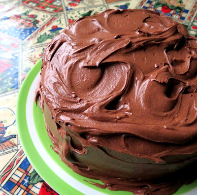 Golden Cake with Chocolate Frosting