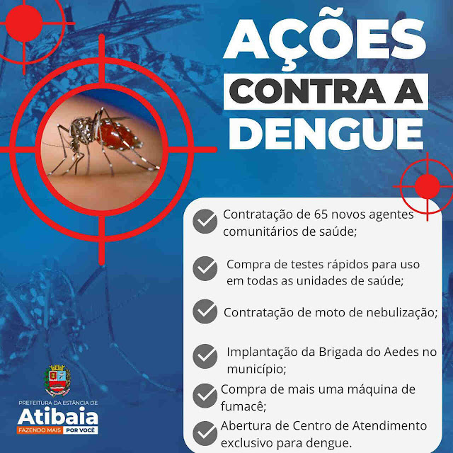 Cartaz alusivo à situação de emergência em Atibaia, devido ao dengue.