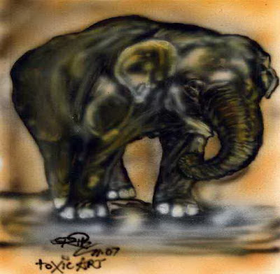 Elephant Tattoos can be very realistic or cartoon-like. The latter seems to be the preferred style. This is usually exaggerated traits such as the trunk, ears and tusks. They typically sport long eyelashes and an innocent look, and is usually seen in unusual situations, for example, have a leash, or on the lap of a pin-up model, fairy or perhaps even the carrier itself. The elephant show more realistic versions in great detail, often showing each line in his thick skin. They are usually displayed in their natural habitat, sometimes standing quietly in a field or playful splashing water, while other times they seem to charge or fight against each other.