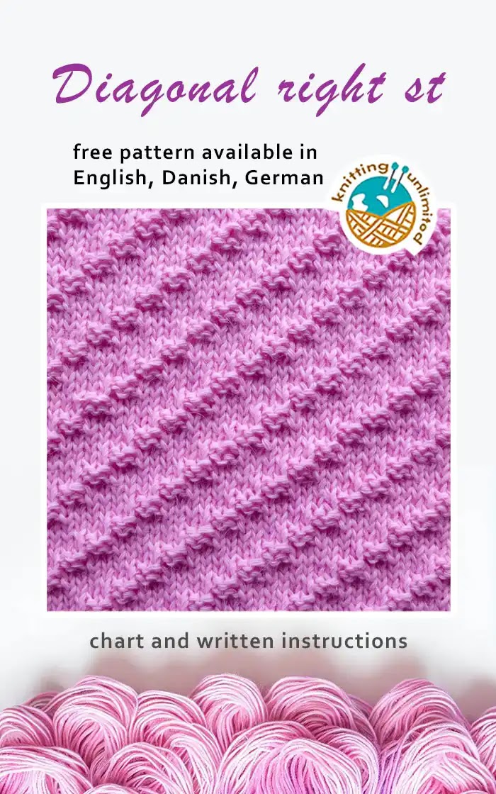 Diagonal right stitch is free and available in English, Danish, and German