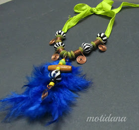tribal necklace , feathered inspiration ,mixed-media, handmade jewelry