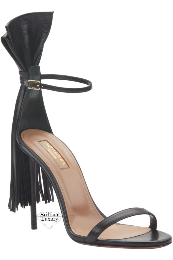 ♦Aquazzura black Whip It fringed sandals #aquazzura #shoes #brilliantluxury