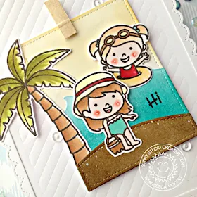 Sunny Studio Stamps: Coastal Cuties Best Fishes Woodland Border Dies Catch A Wave Dies Wrap Around Box Dies Summer Themed Cards by Franci Vignoli and Mona Toth