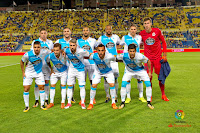 REAL CLUB DEPORTIVO DE LA CORUÑA - La Coruña, España, Temporada 2017-18 - Fede Valverde, Celso Borges, Lucas Pérez, Sidnei, Fabian Schär y Pantilimon; Zakaria Bakkali, Fede Cartabia, Luisinho, Guilherme y Juanfran. U. D. LAS PALMAS 1 (Loïc Remy) REAL CLUB DEPORTIVO DE LA CORUÑA 3 (Celso Borges 2, Lucas Pérez). 30/10/2017. Campeonato de Liga de 1ª División, jornada 10. Las Palmas de Gran Canaria, España, estadio de Gran Canaria.