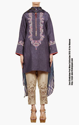 QJ-13 TEXTURED VIOLET RAW SILK KURTA From Zara Shahjahan PRET Collection 2015-16 qj-13-zara-shahjahan-pret-textured-violetraw-silk-kurta-2015