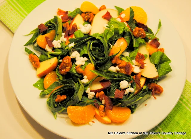 Collards and Mustard Greens Salad with Bacon Vinaigrette at Miz Helen's Country Cottage