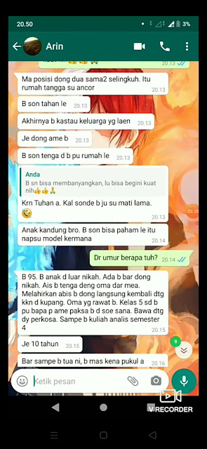 screen shot chat wa ayah perkosa anak kandung di kupang