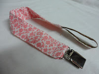 pink, floral, pacifier, binky, holder, clip