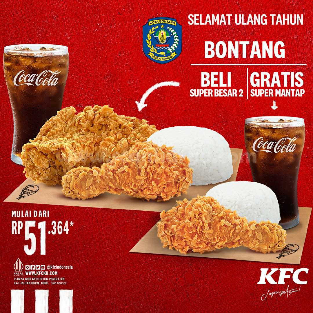 Promo KFC HUT Bontang Beli Super Besar 2 Gratis paket Super Mantap