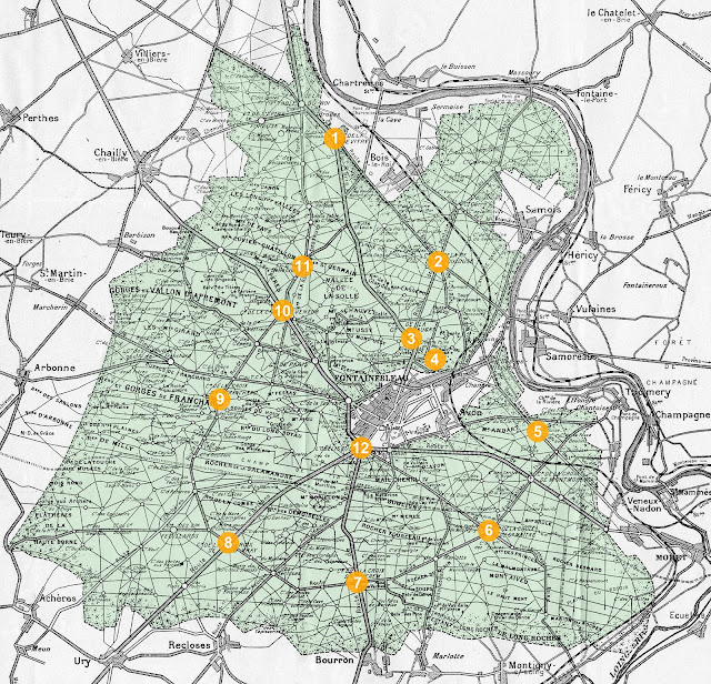 Carte des Croix de la forêt de Fontainebleau