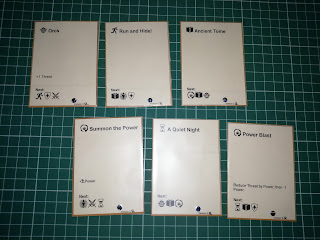 Six cards in two rows of three. The cards have text and icons on them.