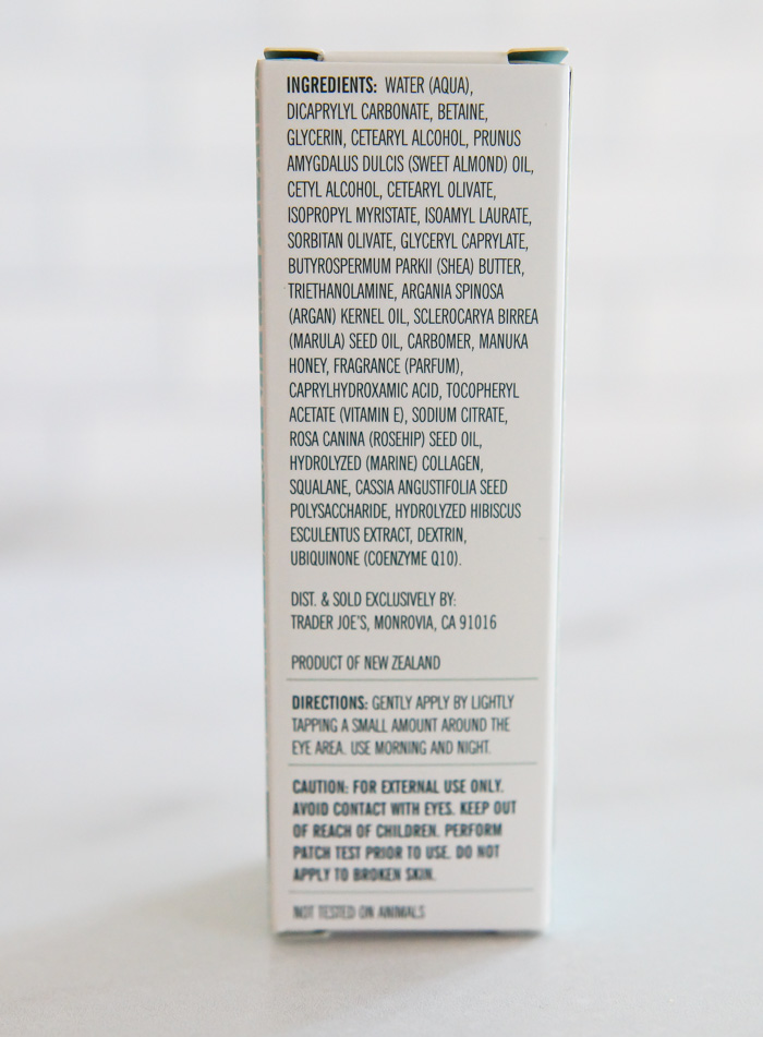 Trader Joe's Supreme Hydrating Eye Cream ingredients