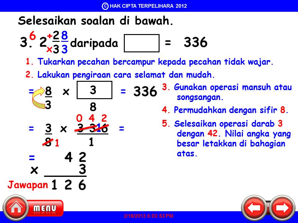 AZIMAT MATEMATIK: MENCARI HASIL DARAB PECAHAN BERCAMPUR