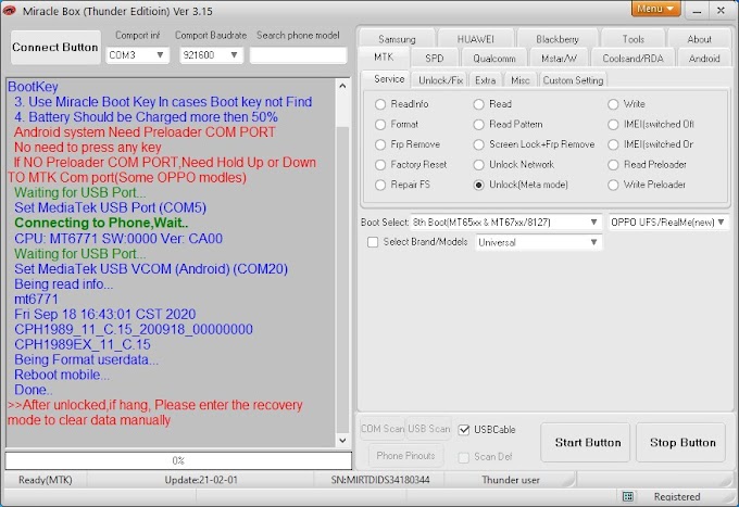 Oppo Reno 2F CPH1989 META Mode Reset by Miracle Box