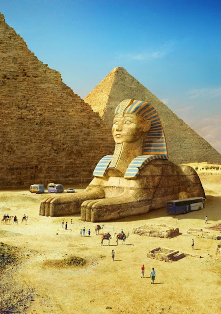 Penampakan 10 Keajaiban Dunia Yang Hilang Jika Di Kontruksi Ulang -  Sphinx Agung Giza