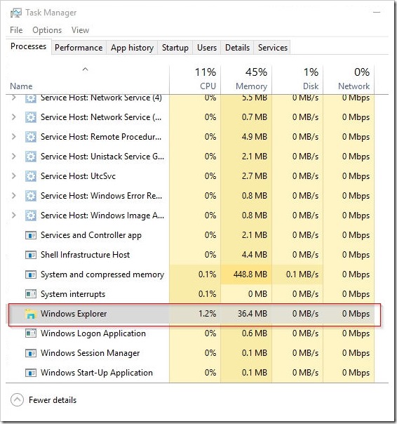 task manager windows explorer