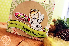 Sunny Studio: Christmas Gift Treat Box by Eloise Blue (using Sunny Semi Circle Dies & Little Angels & Blissful Baking Stamps).