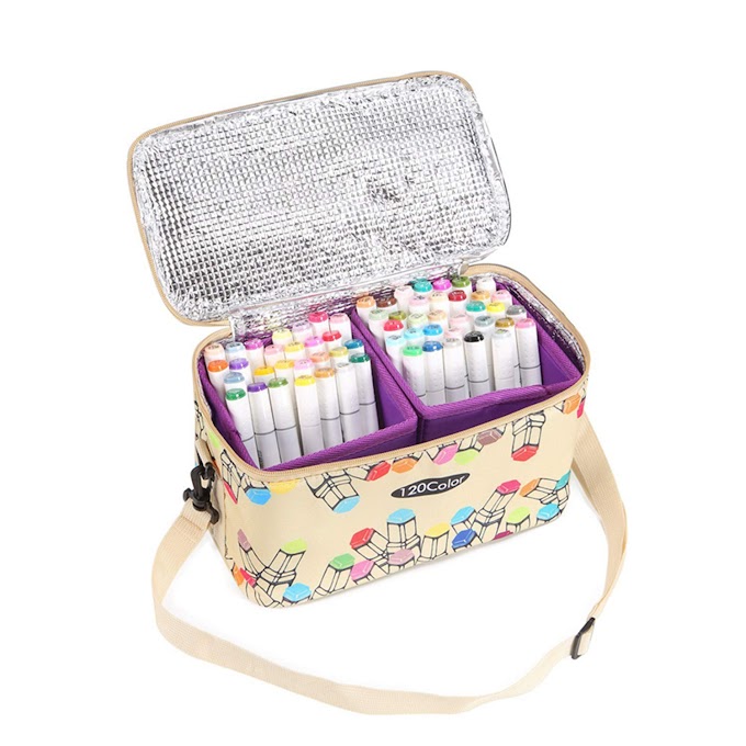 Marker Pen Case for 120 Markers Carrying Bag with Pattern Yellow