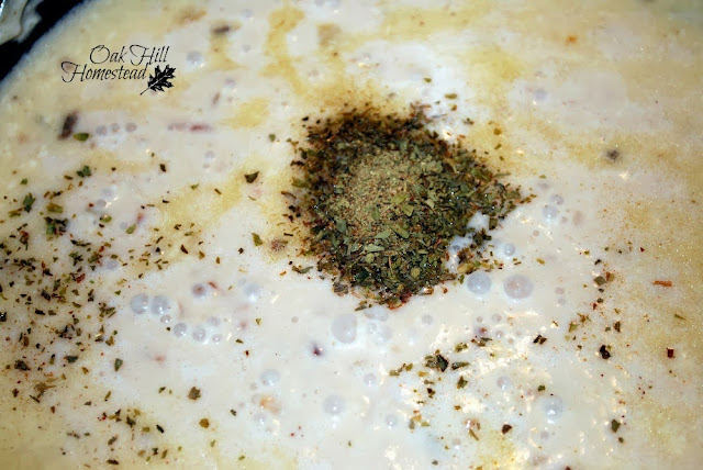 Spices added to the broccoli and cheddar soup.