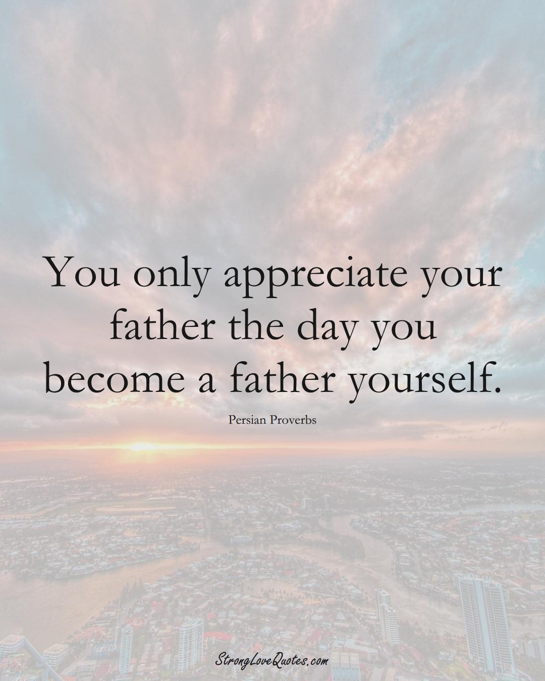 You only appreciate your father the day you become a father yourself. (Persian Sayings);  #aVarietyofCulturesSayings