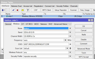 "wlan1" kita akan jadikan sebagai receiver/penerima