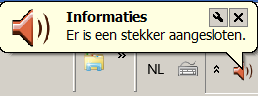 Informaties: Er is een stekker aangesloten.