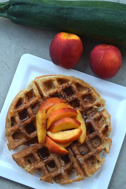 Peach Zucchini Protein Waffles