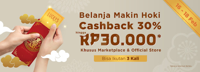 Belanja Makin Hoki Cashback 30% Hingga Rp30.000