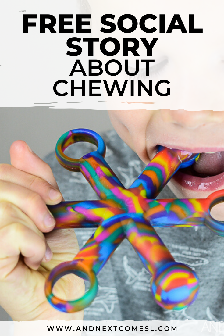 Free printable social story for kids with autism about chewing