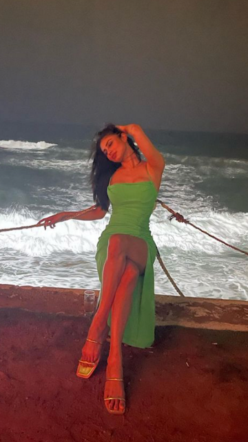 Mouni Roy classy and sassy green gown