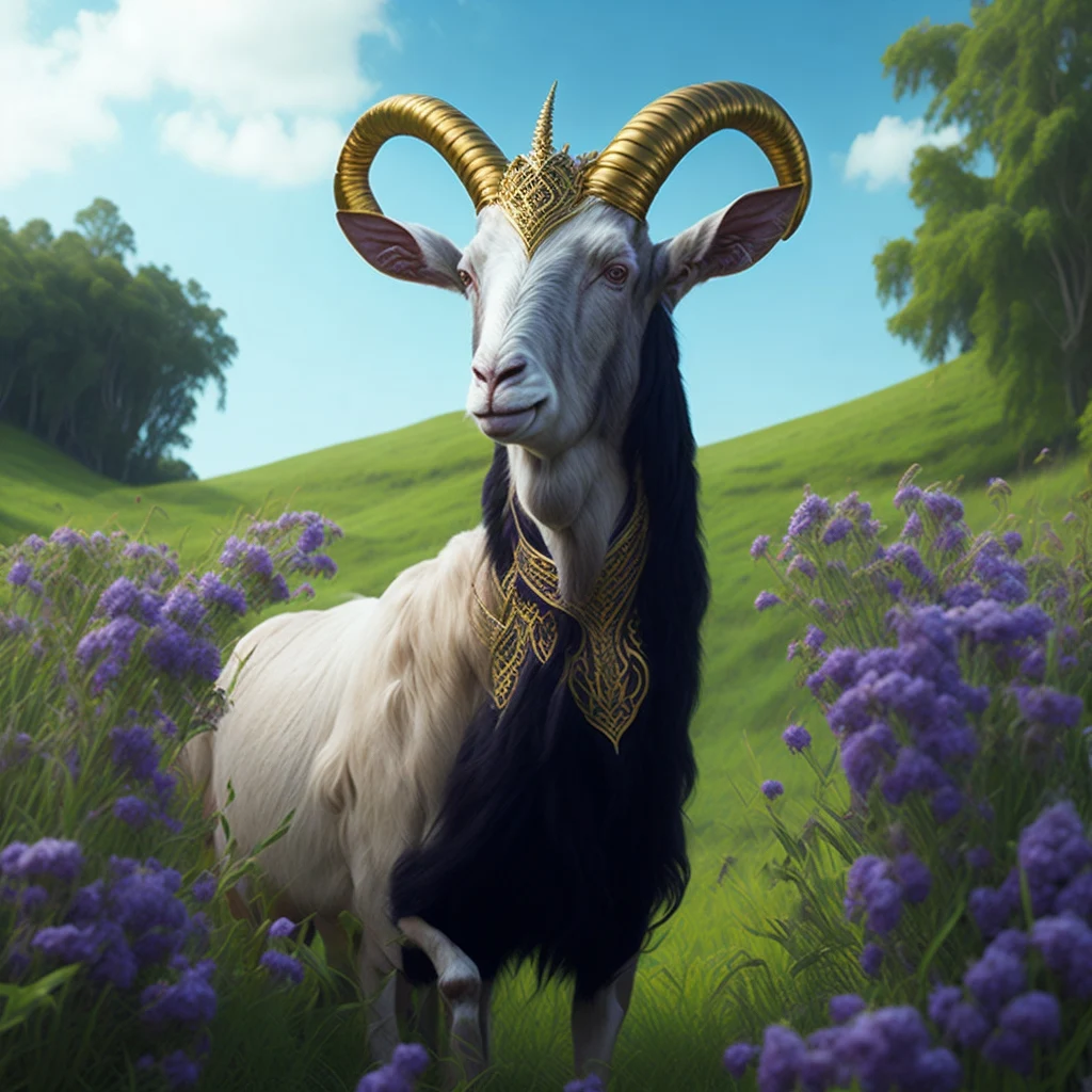 A Regal Goat on the Hill generated through Ai Art via Leonardo.ai by #PQCBlog