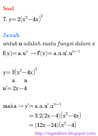 Contoh Soal dan Pembahasan Turunan Fungsi Aljabar