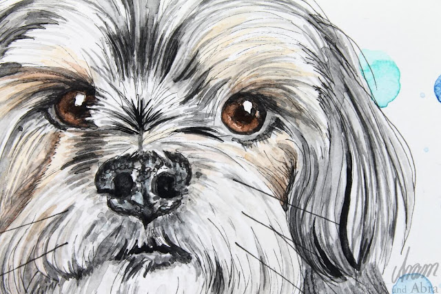 Yorkshire Terrier-Mix Jack, Ausschnitt, Aquarell nach Fotovorlage, DIN A5