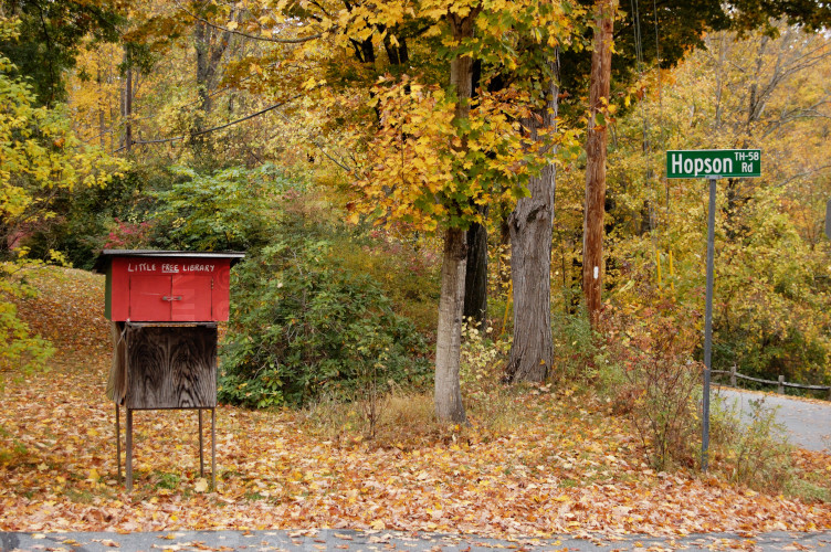 Tiny library on Hopson Road in Norwich Vermont -- photo by Gabriel L. Daniels