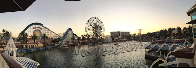 Paradise Pier at Sunset Panorama Disney California Adventure