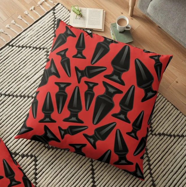 Black butt plug pattern pillow