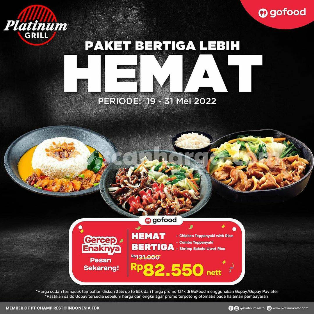 Promo Platinum Grill Paket Hemat Bertiga Hanya Rp. 82.550 via Gofood