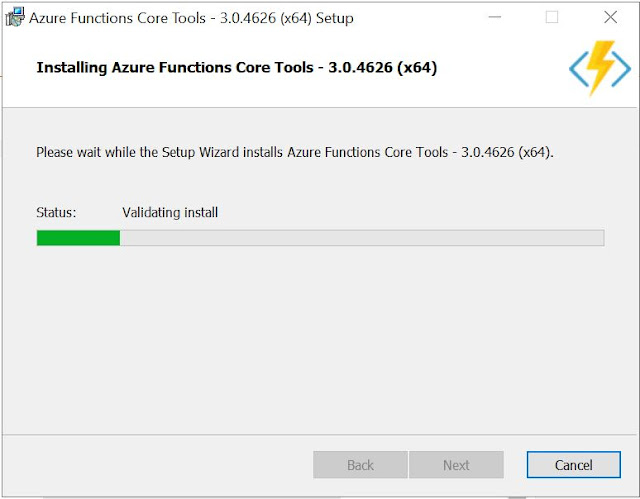 Azure Functions Core Tools - 3.x version installation step 5