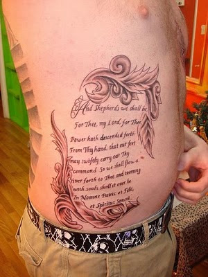 A Celtic tattoo on man's right side Among the rib cage tats quotes and