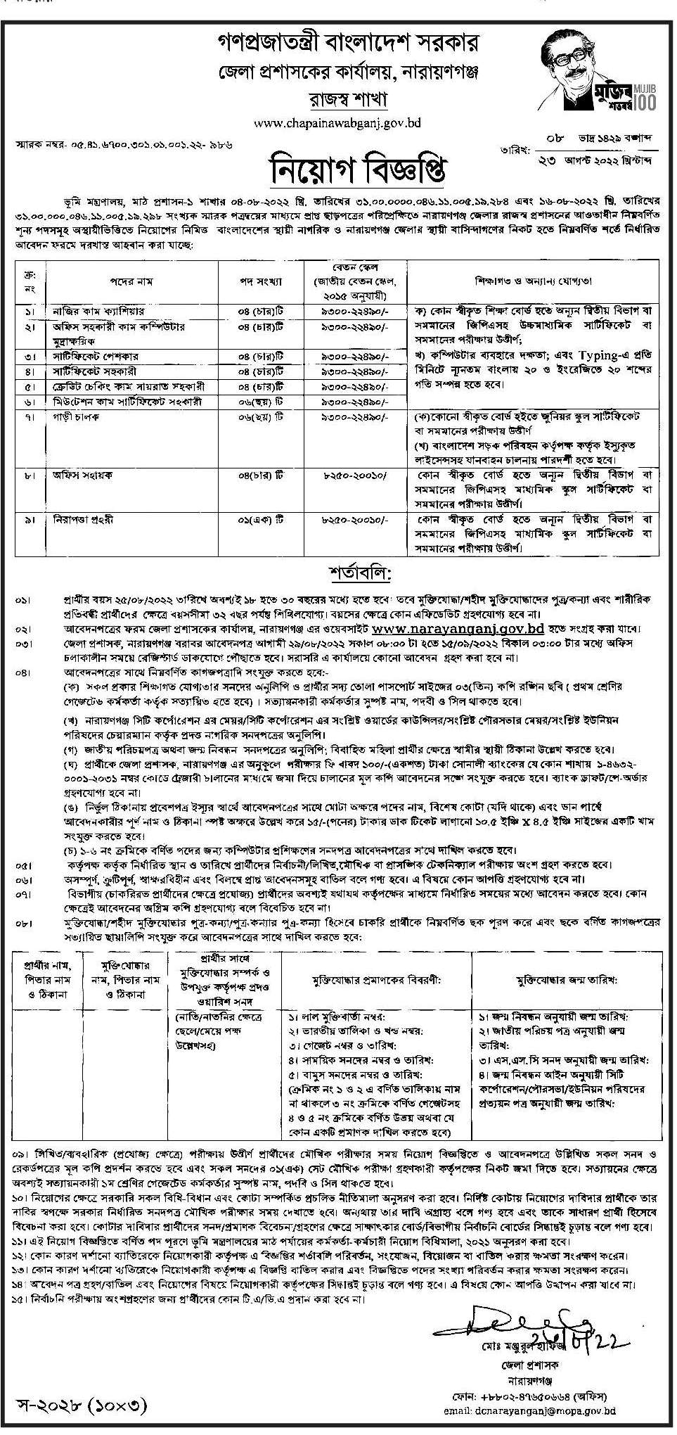 DC Office  govt  Job Circular 2022