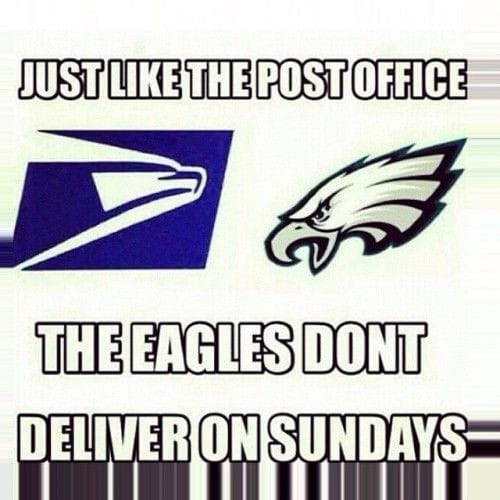 Just like the post office the eagles dont deliver on sundays