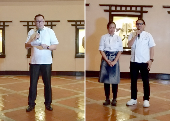 (R) Waterfront Insular Hotel Manager, Bryan Lasala   (L) Celebrity Chefs Jackie and Roland Laudico