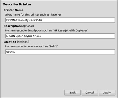 The only required configuration value is the printer name