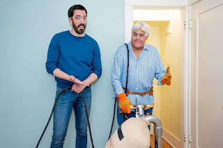 Who is Jay Leno? Who helps out former intern David with bathroom and nursery renovation on Celebrity IOU on HGTV