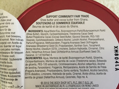 Ingredients of the Strawberry Body Butter by The Body Shop