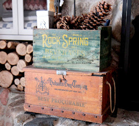 Fireplace Hearth Vintage Crates, Bliss-Ranch.com