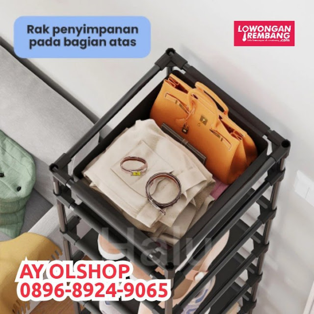 Rak Sepatu 8 Susun Serbaguna Tempat Penyimpanan Sepatu Sandal Frame Minimalis 4 Layer AY OLSHOP REMBANG