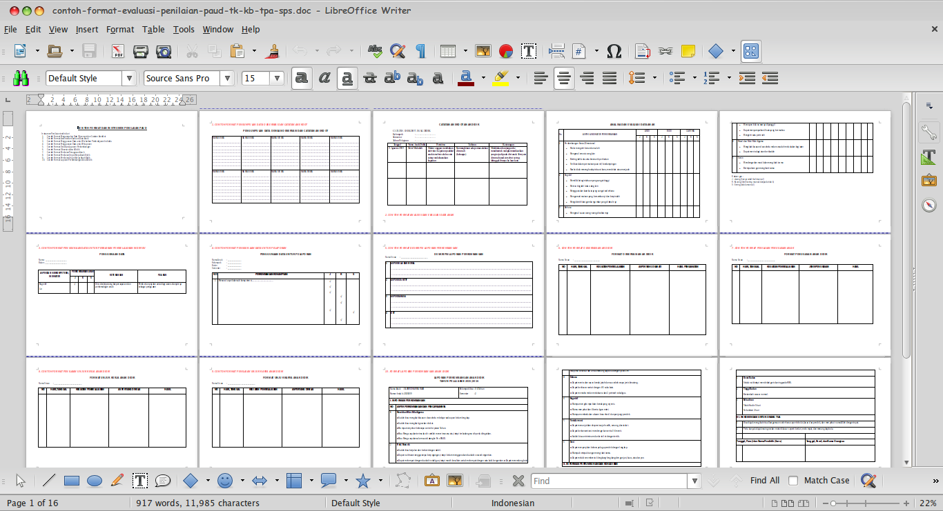 Download Contoh Evaluasi dan Penilaian PAUD (TK/KB/TPA/SPS 
