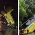 Autobús que pertenece a la empresa caribe Tours se accidenta y cae por un puente en San Cristóbal, solo iba el conductor y sufrió algunas fracturas.