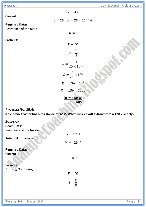 electricity-solved-numericals-physics-10th